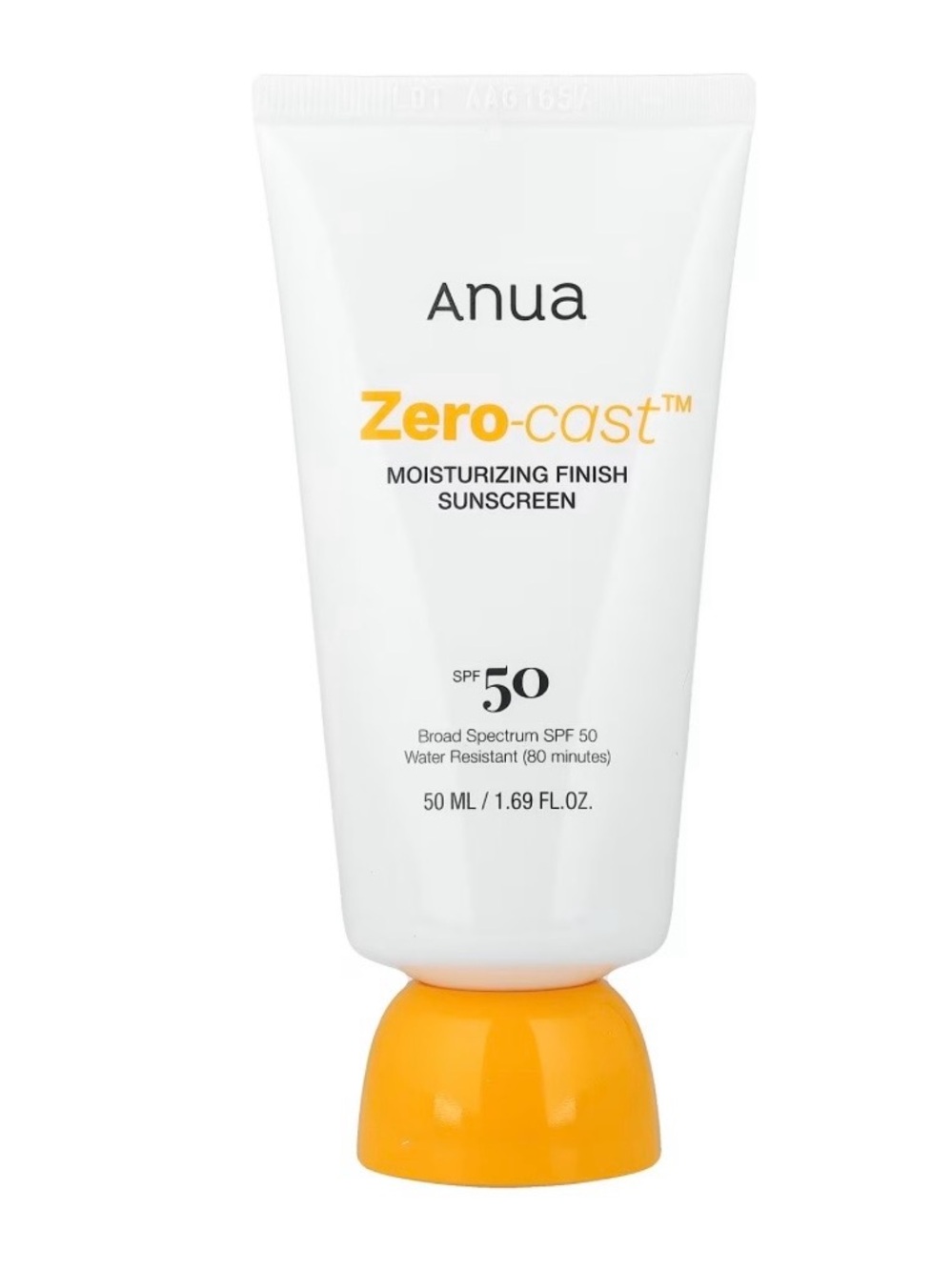 Anua Zero-cast SPF 50 Moisturizing Finish Sunscreen — White & Yellow